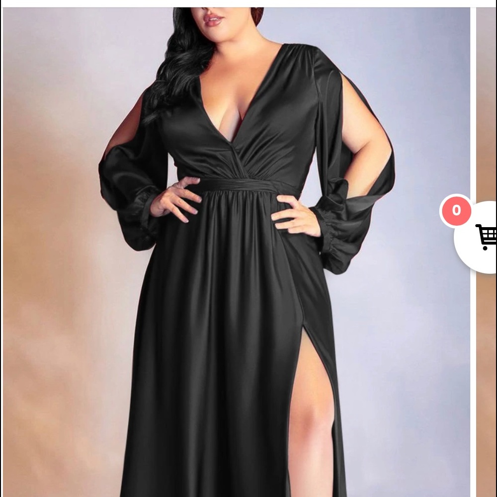 Satin Black Long Dress
